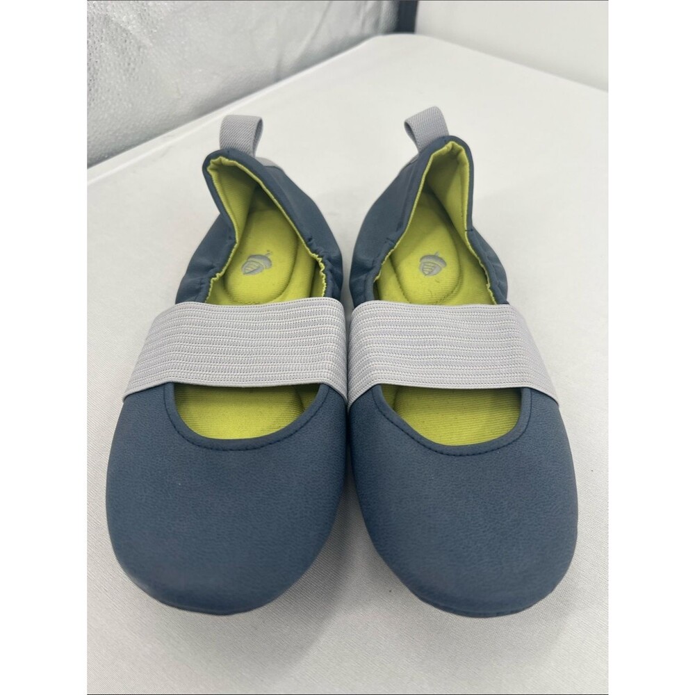 Acorn Blue Slip-On Mary Jane Flats with White Elastic Strap